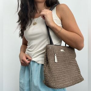 Brown Woven Tote Bag